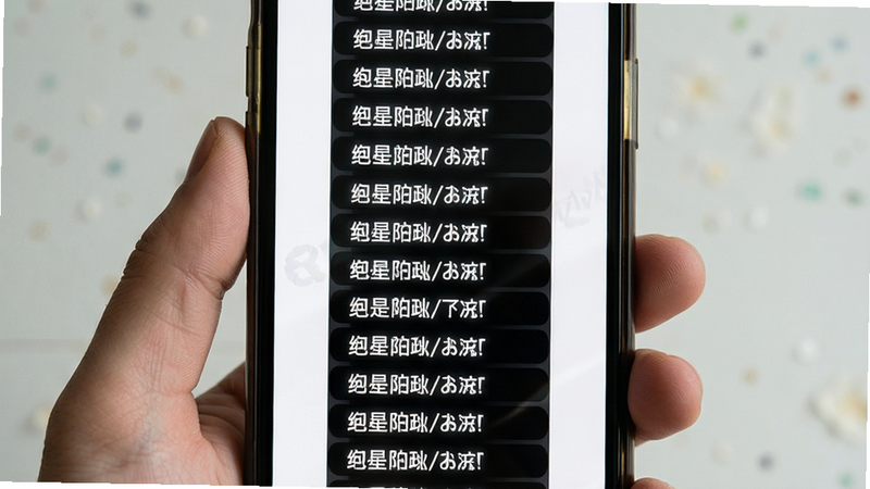 主体为手机屏幕上的滚动歌词,布局垂直居中,排版整齐,风格为清新文艺风,细节包括半透明黑色背景与白色发光字体,画质清晰,干净,无多余元素