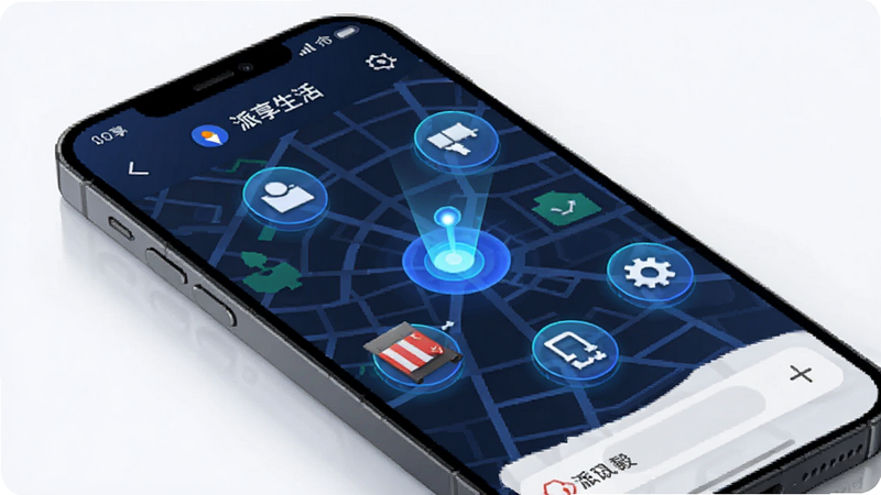 ��������APP���ܶ�λ����ʾ��ͼ���ֻ���Ļ��ʾ��ͼ���棬��ɫ������û�λ�ã���Χ��ʾ�������ͼ�꣬�Ƽ���ǿ����಼��