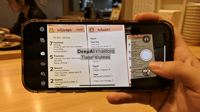 DeepAI������ֻ����շ��빦����ʾ���ֻ���׼���Ĳ˵�����Ļ��ʾ����������ʵ�������ůɫ��������ϸ�ڣ��޶���Ԫ��
