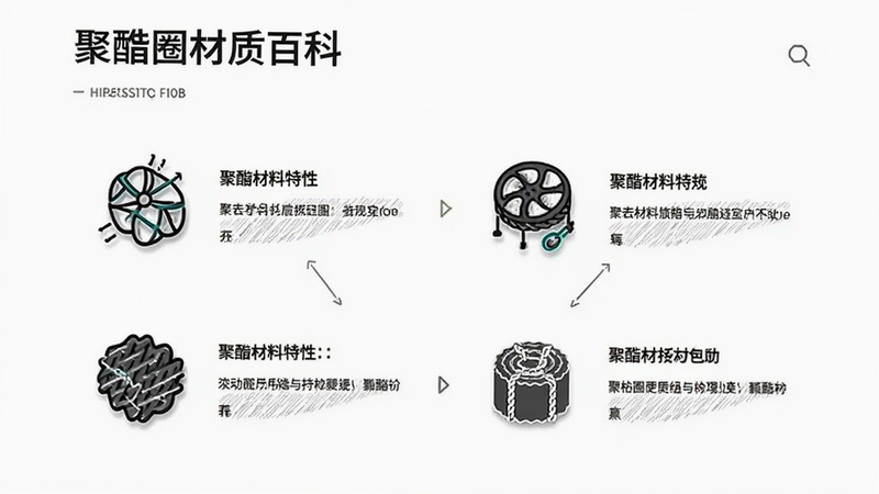 聚酯圈材质百科页面,图文结合解释聚酯材料特性,简洁排版,白色背景,图标清晰
