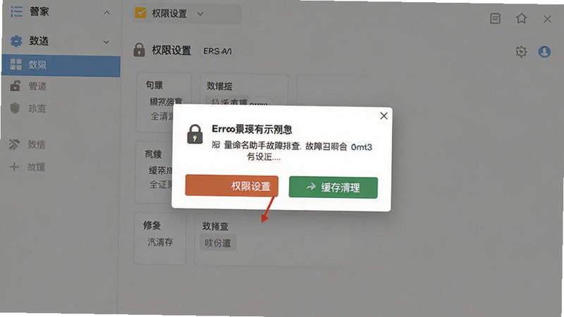 批量重命名助手故障排查界面示意图,展示错误弹窗与修复按钮,文字