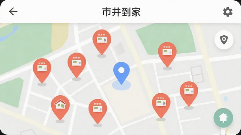��ͼ������ʾ�����ɫ��ǵ�����ܱ��̵꣬��ɫ��λ������û�λ�ã�UI��Ʊ�ƽ��������