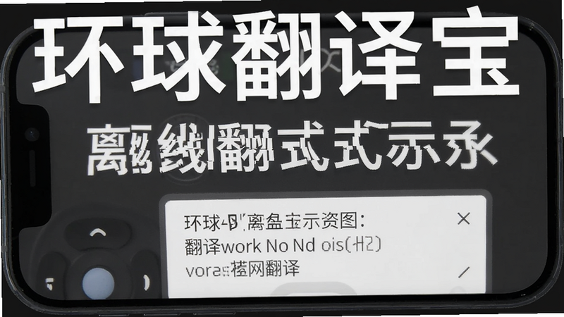 环球翻译宝离线模式示意图,手机屏幕显示无网络状态下的翻译结果,背景为深灰色,突出白色文字内容,体现软件在无网环境下的可靠性