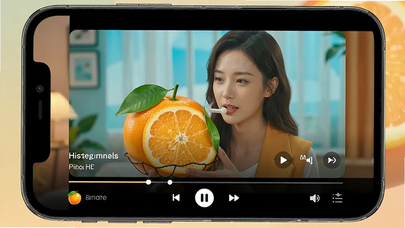 甜橘app播放器界面,显示短剧正在播放,画质清晰