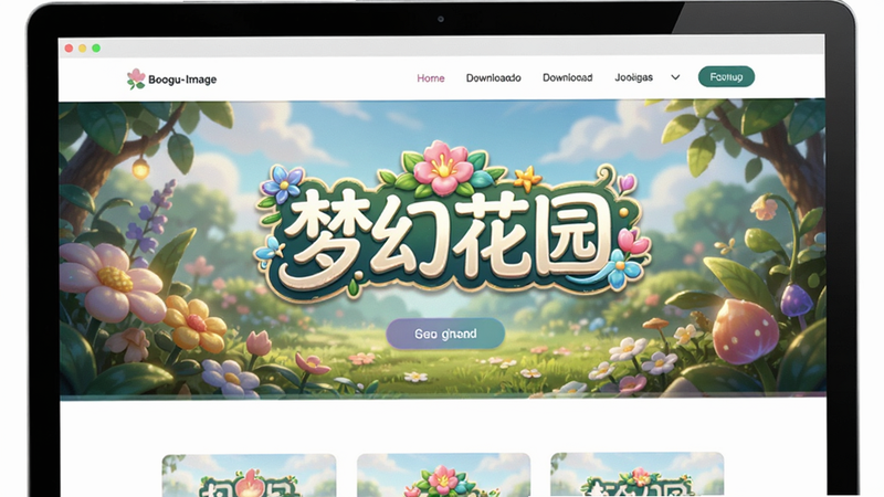 Boogu-Image style, official download page mockup, clean design,