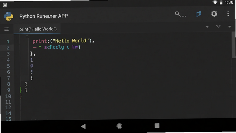 һ�����İ�׿�ֻ���Ļ��ͼ����ʾPython������APP���棬����༭���������м򵥵�Python������