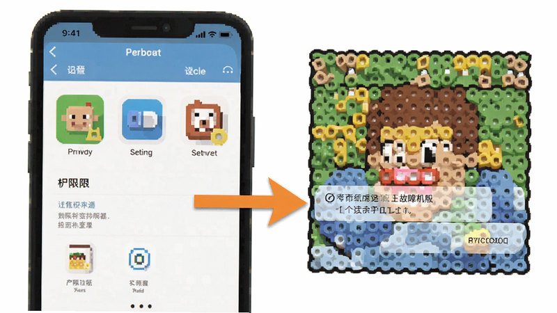 Perlerƴ��ͼֽ���������ض��������Ų�ʾ��ͼ����ʾ�ֻ����ý���������ͼ�꣬��ͷָ��Ȩ�����ã�������࣬�����������޸���Ԫ��
