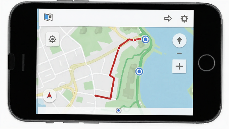GPS��¼��Ӧ�ý����ͼ����ʾ��ͼ�ϵĺ�ɫ�켣�ߣ����UI����ɫ����������ͼ�꣬��ƽ��Ʒ�񣬸���ϸ��