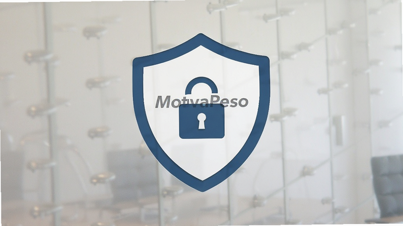 MotivaPeso privacy policy icon with shield symbol, minimalistic design