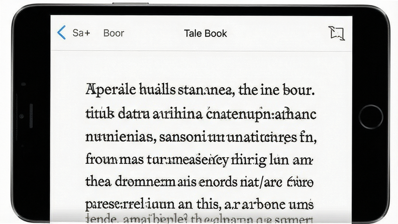 Tale Book app displaying an EPUB book page with clean typography, white background, black text, simple interface, high resolution, no clutter