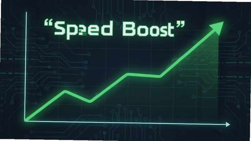 EC network speed optimization graph, green line rising, simple chart,