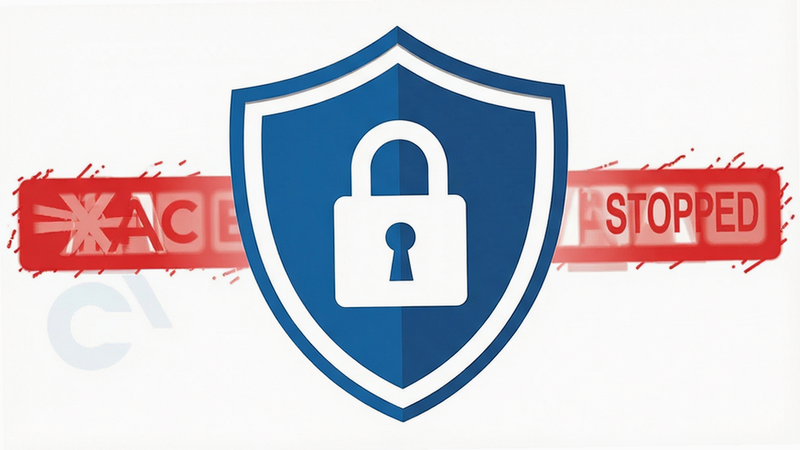 EC security shield icon, lock symbol, red alert stopped, white background, vector style, clean