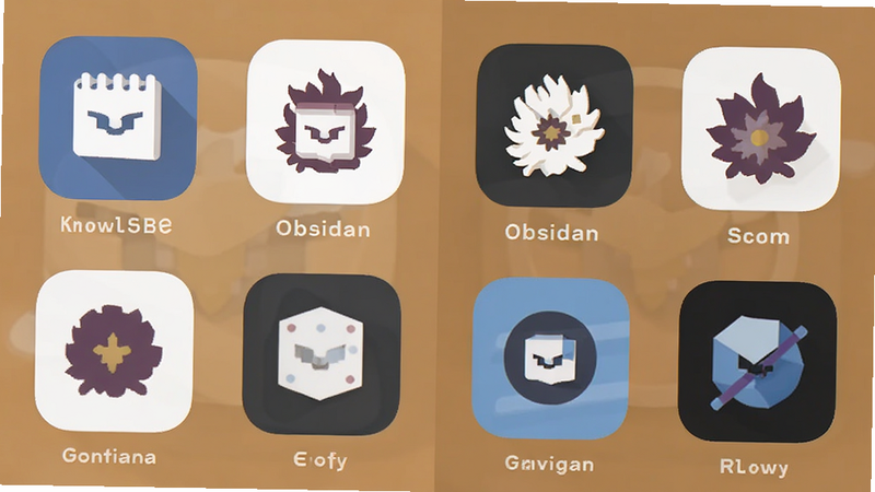�ԱȲ�ͬ�ʼ�����ͼ�꣬����֪ʶ�⡢Obsidian�ȣ�����ƽ��