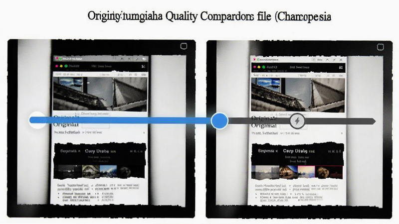 Convertopia quality comparison slider, original vs converted file, sharp details, high contrast, white background
