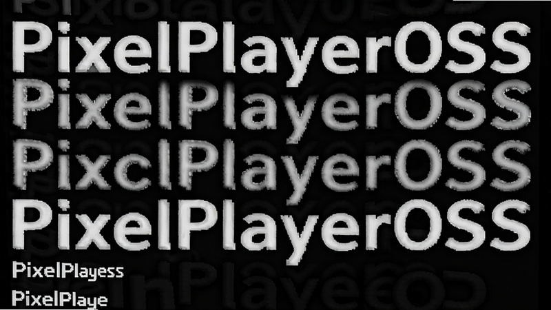 PixelPlayerOSS 界面截图,黑色背景白色文字列表,简洁UI设计,无广告横幅,高对比度色彩