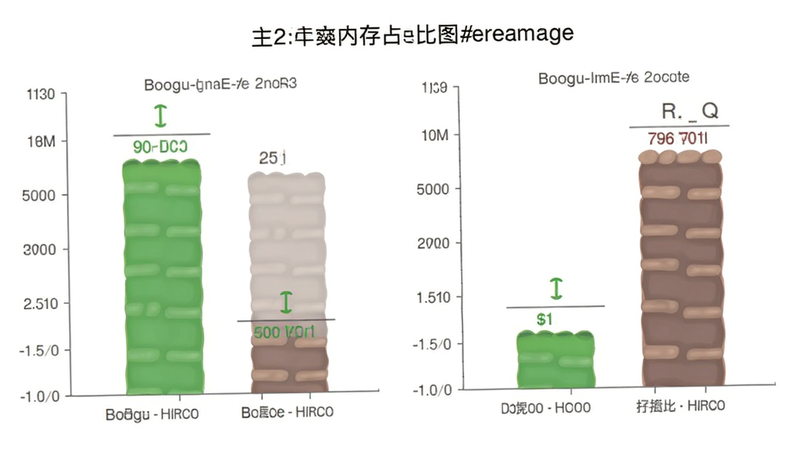 Boogu-Image 提示词:主体是一个简洁的内存占用对比图表,布局为左右对照,排版平衡,风格为极简白色背景,细节包括绿色低内存标识,画质高清干净无多余元素