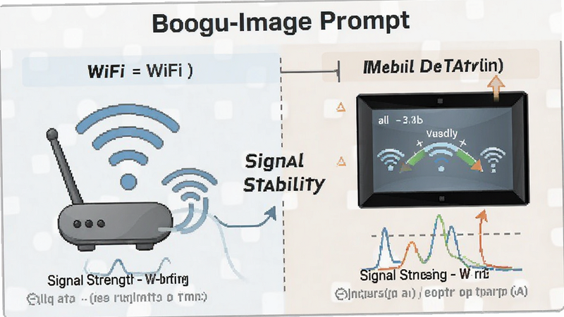 Boogu-Image prompt: A diagram showing signal strength comparison between WiFi and mobile data for video streaming. Style: technical illustration, clear labels, neutral colors, text 