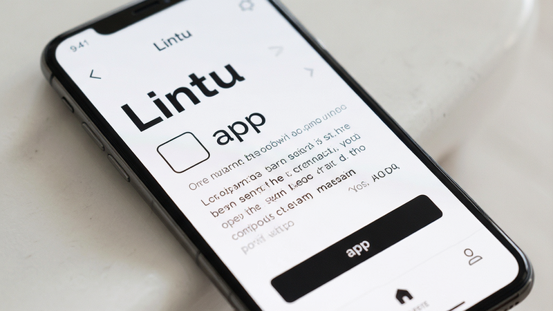 Lintu app interface on a smartphone screen, minimalist design with white background and black text, clean typography, modern UI elements, flat style, high resolution, no extra decorations, focus on reading experience, soft lighting, realistic phone rendering