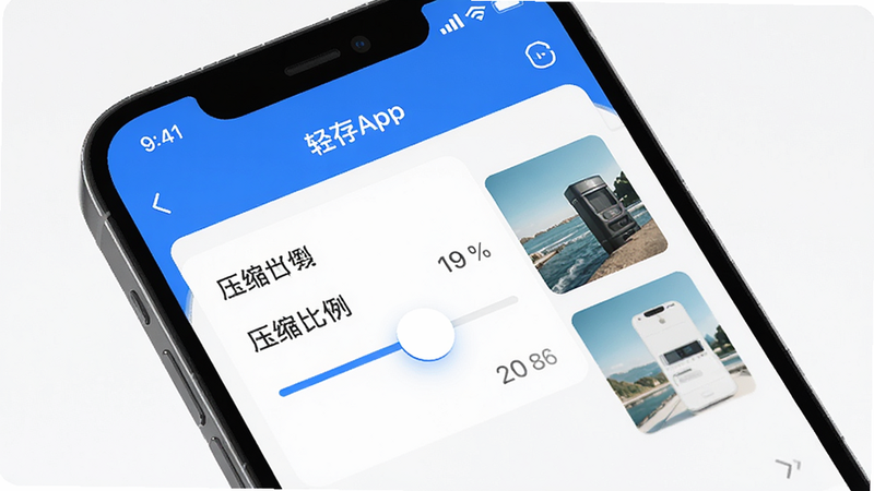 �ֻ���Ļ��д����ʾ���APP�ڵ�ѹ������ҳ�棬���������϶����Ҳ���ʾʵʱ���ɵ�ͼƬ����ͼ���������ִ�����ɫ��ɫ��������չʾѹ��������ֵ��������Ⱦ���ɾ�����