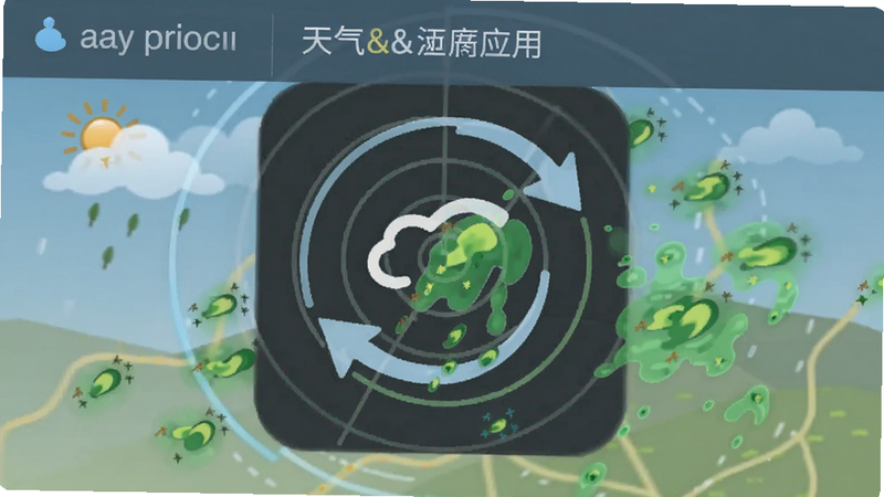 天气&雷达应用中的自动刷新图标示意