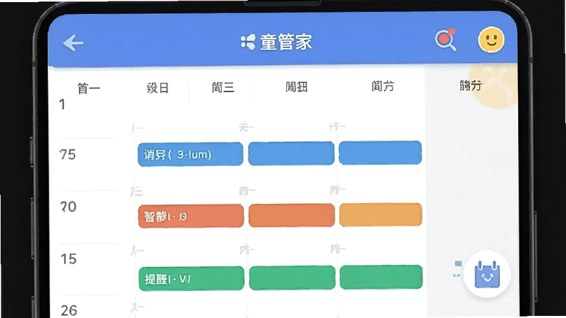 ͯ�ܼ�APP������ͼ���棬��ʾ��ͬ��ɫ��ǵ��ճ���Ŀ����������ͼ��ͻ������ƽ��UI���