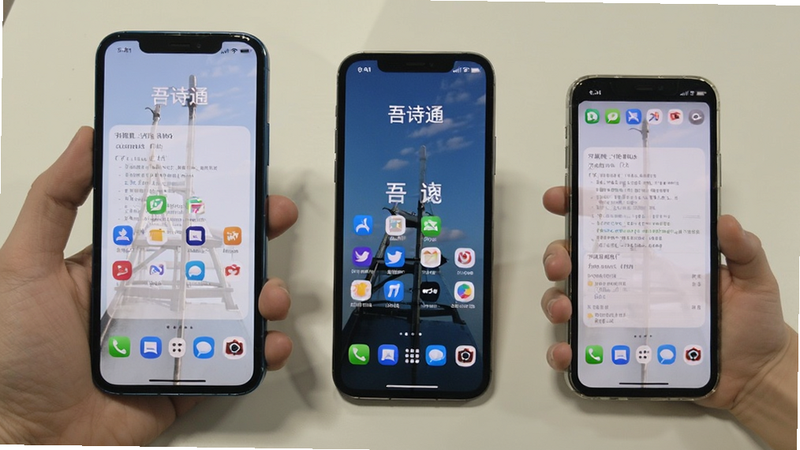 吾诗通在不同手机型号上的运行效果对比图