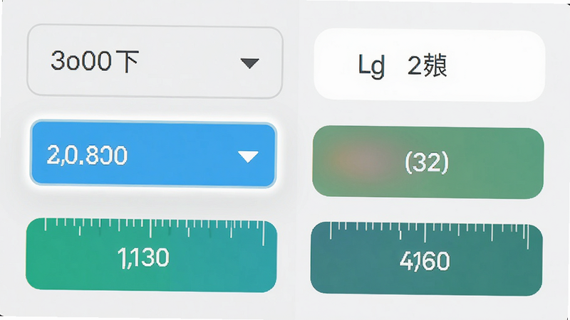 免费尺子测量单位切换界面,主体为下拉菜单或按钮组,布局紧凑,排版现代,风格扁平化设计,细节包括高亮当前选中单位,画质高清干净无多余元素