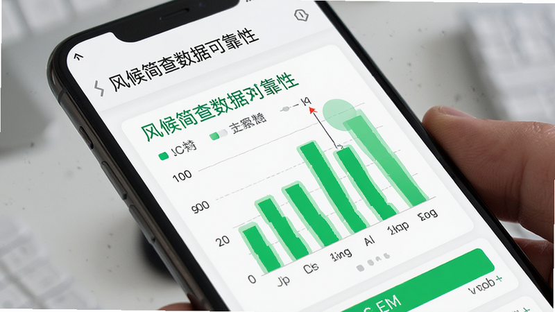风候简查数据可靠性,手机屏幕显示数据对比图表,简洁线条,白色背景,绿色高亮,高清细节,无多余元素