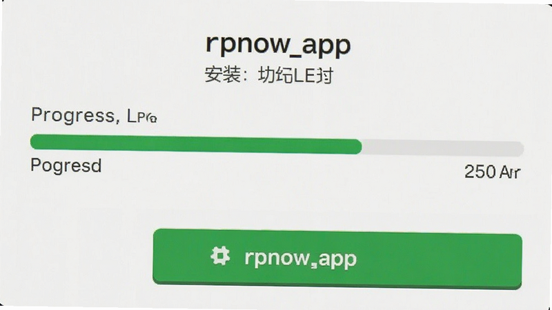 rpnow_app 安装过程截图,进度条显示,简洁UI,绿色按钮