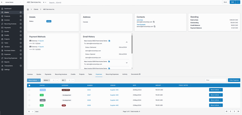 Invoice Ninja official support page FAQ