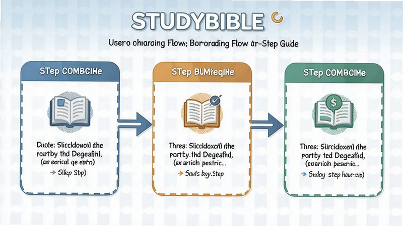studybible user onboarding flow, step-by-step guide graphic