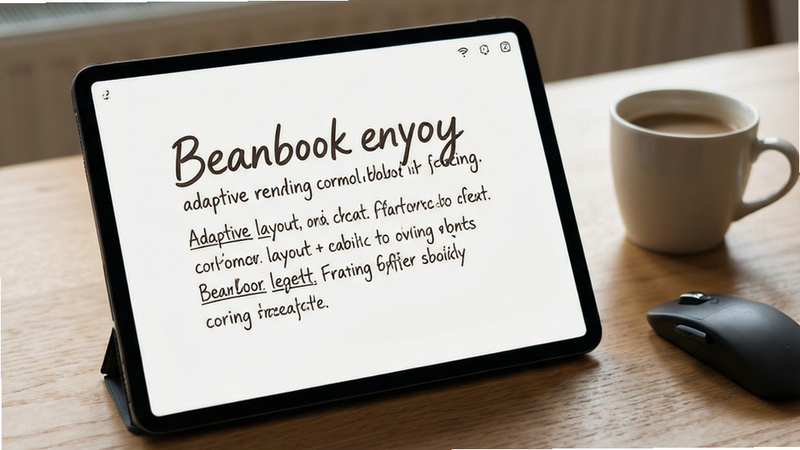 Beanbook text rendering, adaptive layout, comfortable font spacing