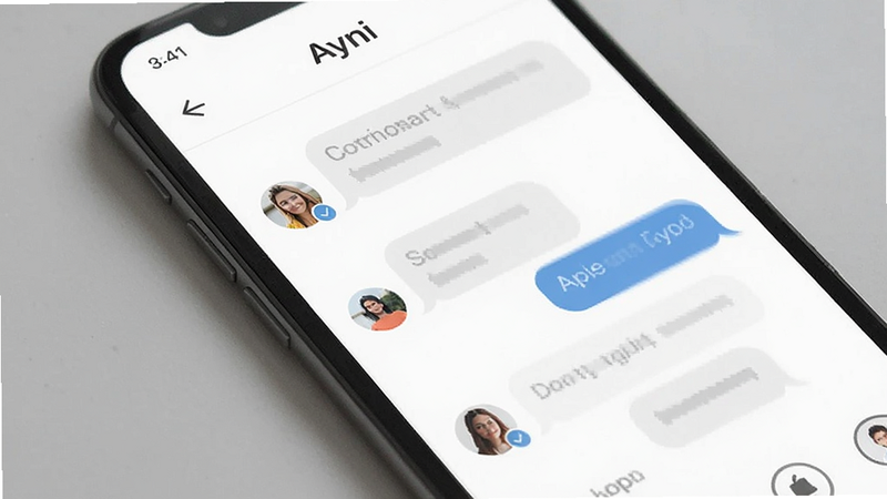 Ayni social app interface on a smartphone screen, minimalist design, chat bubbles and user avatars visible, clean white background, modern UI style, high resolution, 4k, flat design, no text