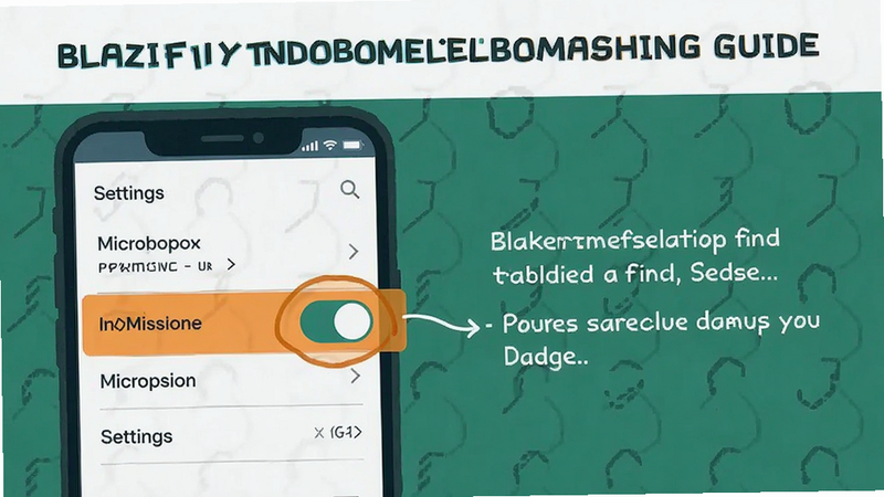 Blazify troubleshooting guide illustration, smartphone screen showing settings menu with microphone permission toggle highlighted, clean vector style