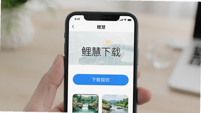 展示鲤慧下载页面,手机屏幕显示下载按钮,简洁布局,清晰文字