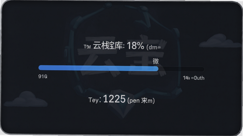 云栈宝库下载进度界面,主体为下载进度条和速度显示,布局垂直居中,排版简洁,风格现代简约,细节包含数字百分比和速度单位,画质清晰干净无多余元素