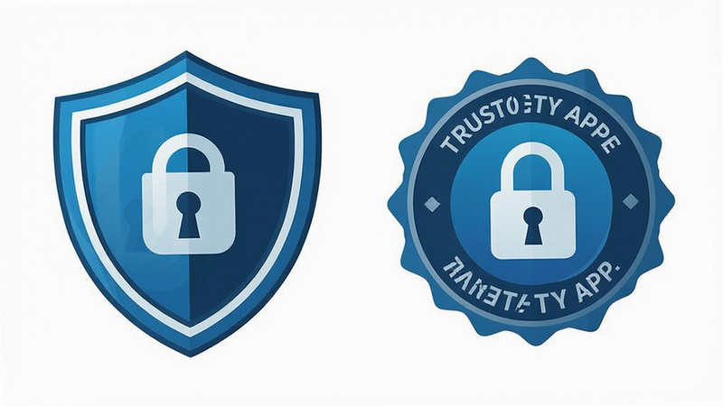 Blazify security shield icon, digital lock, trustworthy app badge, vector graphic, clean background