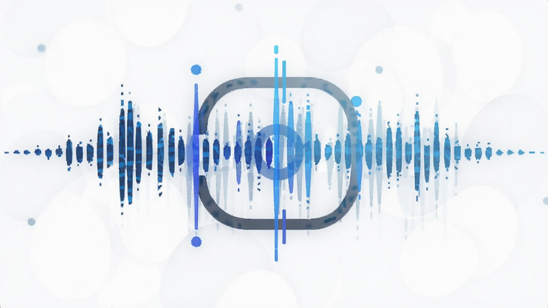 Blazify audio waveform visualization, technical diagram, fast processing icon, blue accents, digital abstract art, clean background