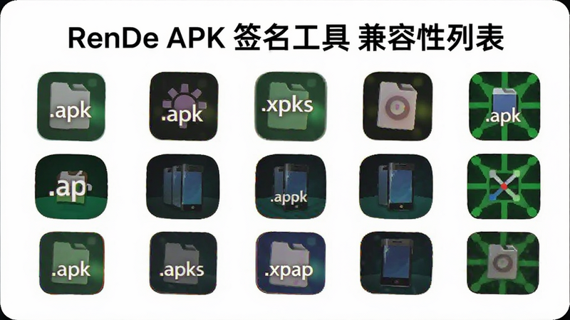 RenDe APK ǩ�����߼������б���������ʽչʾ֧�ֵ��ļ���ʽ�� .apk, .apks, .xapk��ͼ������������Ϊ��ɫ��Ƭ�����ֺ�ɫ������Լ