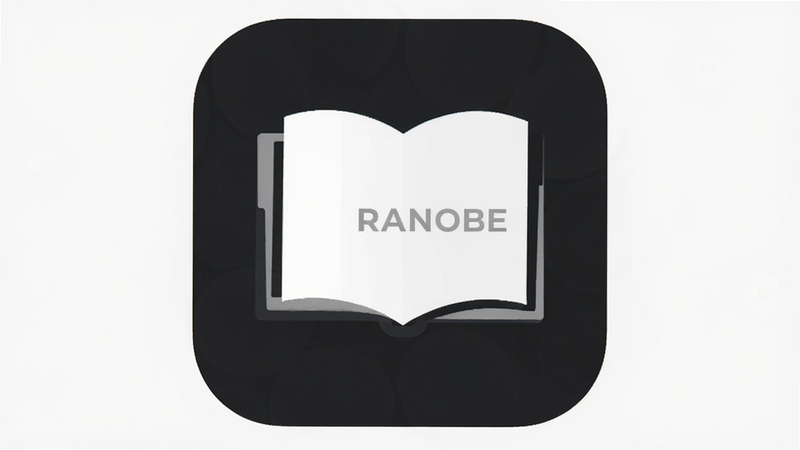 Ranobe app icon, minimalist design, dark theme, clean interface, high resolution, flat style, no text, vector graphics