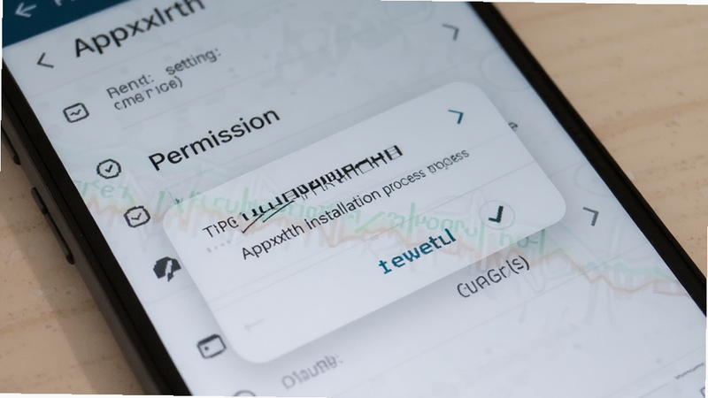 Appxlrth installation process, android settings screen, permission dialog, clear UI, modern smartphone interface, realistic photo, sharp focus