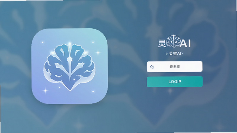 灵智AI 应用图标与登录界面,简洁现代风格