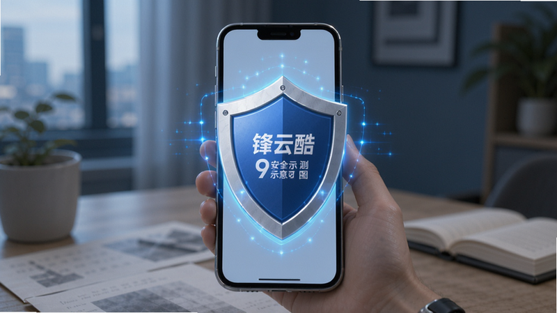 锋云酷9安全检测示意图,盾牌图标保护手机屏幕