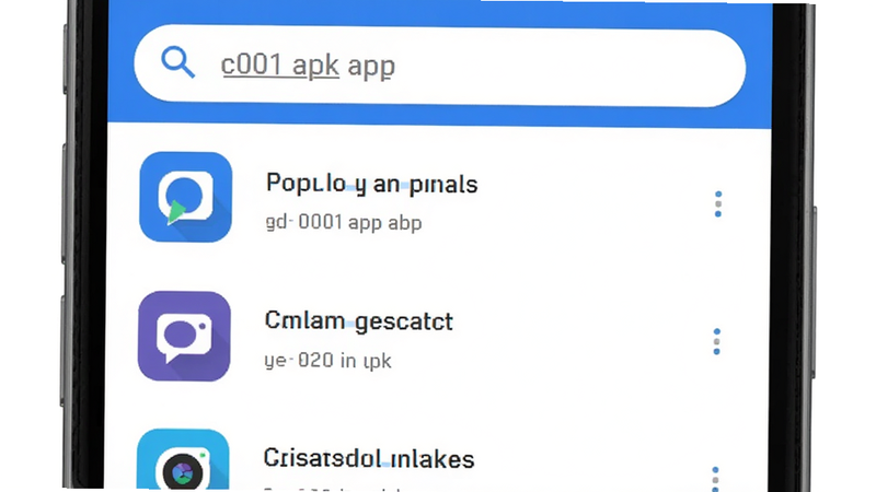 detailed view of c001apk app interface, showing a clean white background with blue accents, featuring a list of popular apps and a search bar at the top, modern flat design style, high resolution, clear typography, no clutter, realistic smartphone screen mockup