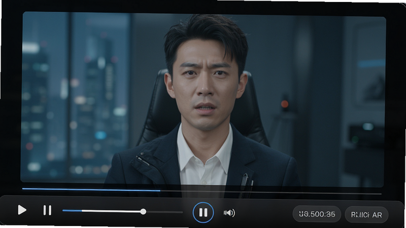 电视大全 app 播放界面,主体为全屏高清视频播放窗口,布局居中,排版对称,风格科技感,细节包括底部控制栏与清晰度选择按钮,无多余元素,画质纯净