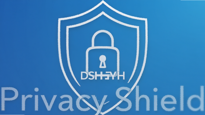盾牌图标包裹DSH伴侣logo,锁形符号象征安全,蓝色渐变背景,极简线条风格,文字