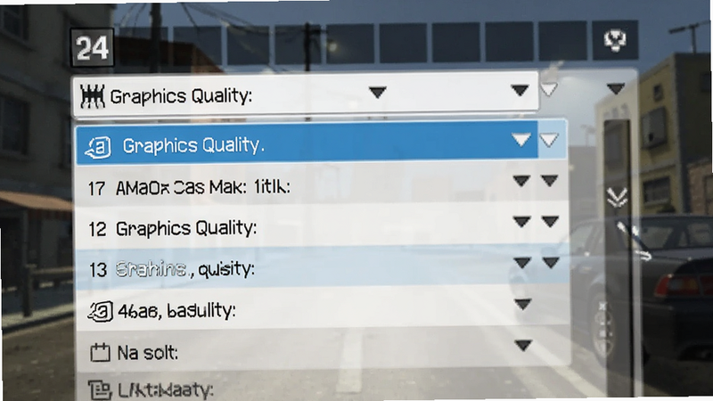 GTA V 设置界面截图,显示画质选项下拉菜单,文字