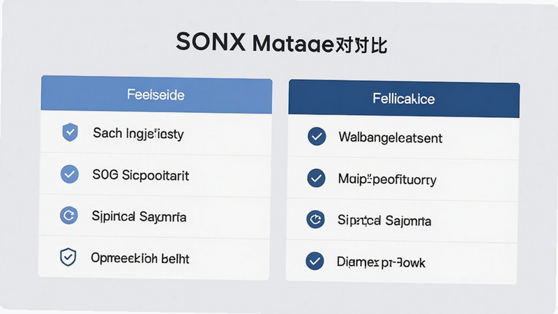 SONGX会员对比界面,展示免费版与专业版的功能列表,背景为浅灰色,文字清晰易读,风格简约商务,画质清晰,无多余装饰