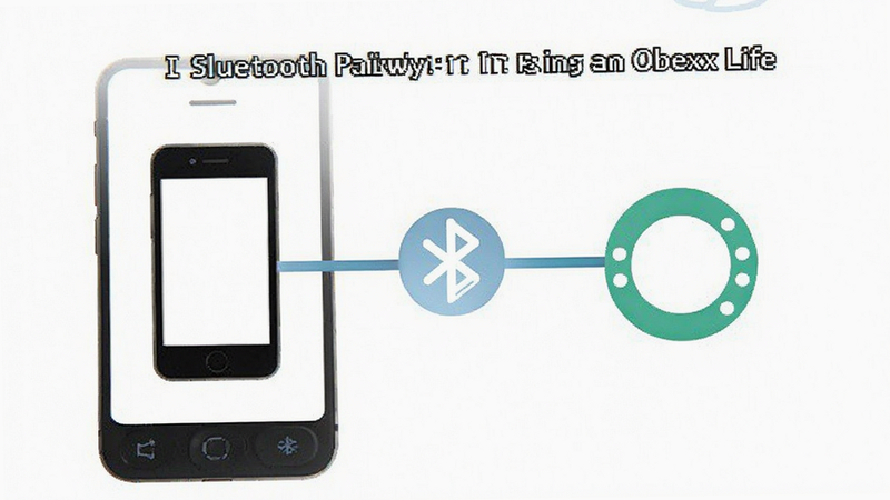 Bluetooth pairing process on Obexx Life, phone and ring icons connecting, simple UI, white background, clear instructions