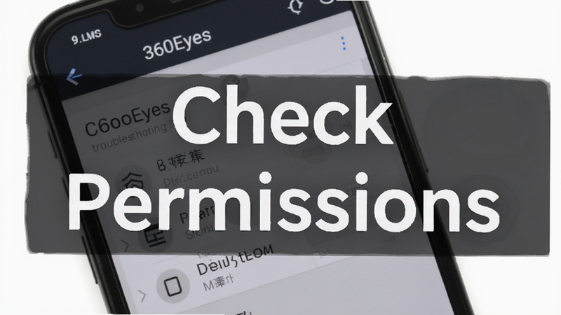 360Eyes troubleshooting tips, smartphone with settings menu open, clear text overlay 
